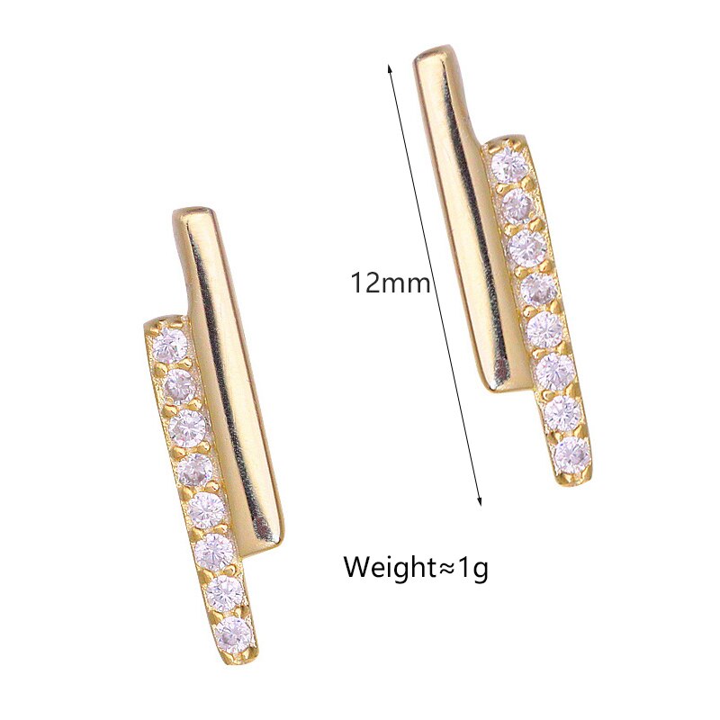 Argento Sterling 925 grometrico striscia orecchini per le donne ragazze zircone cubico gioielli coreani accessori quotidiani S-E1255