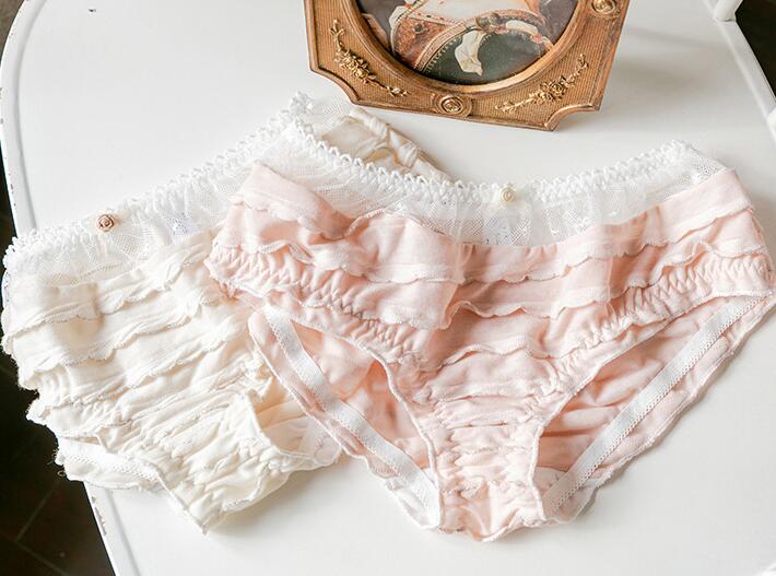 2nd Free M L Lolita Sexy Sweet Cute Unique Ruffles Cotton Panties Underwear Brief Lingerie WP658