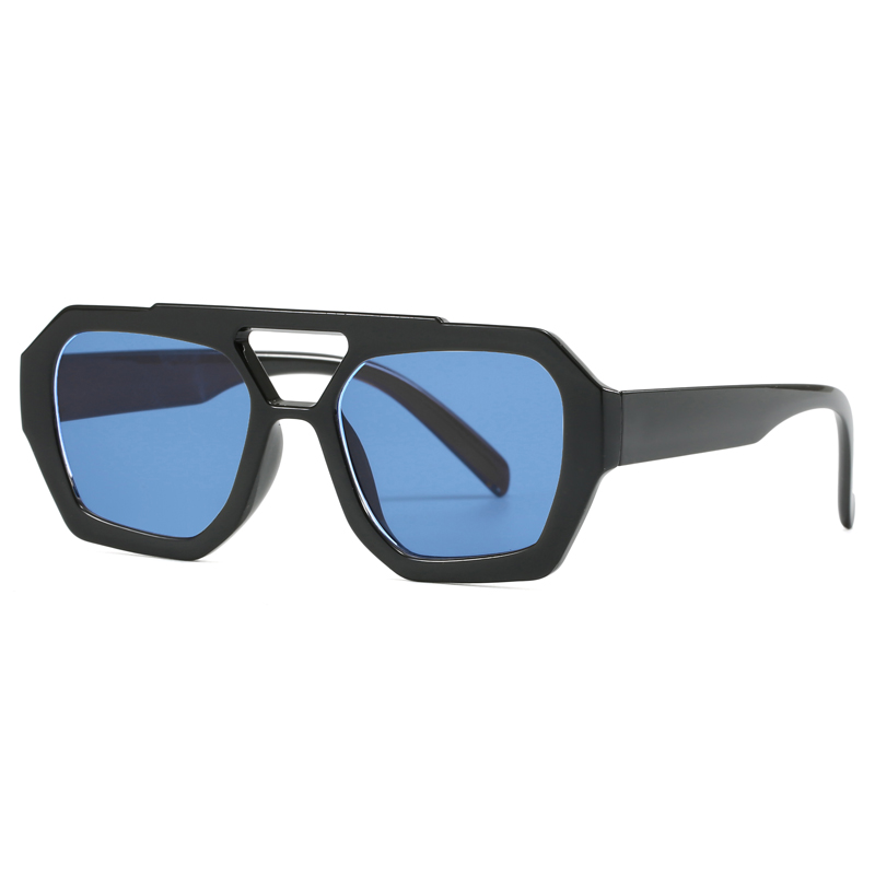 Nuevas gafas de sol cuadradas irregulares a la para mujer, tendencia Retro personalizada, gafas de sol para fotografía de ciclismo al aire libre de Instagram para hombre: Azul