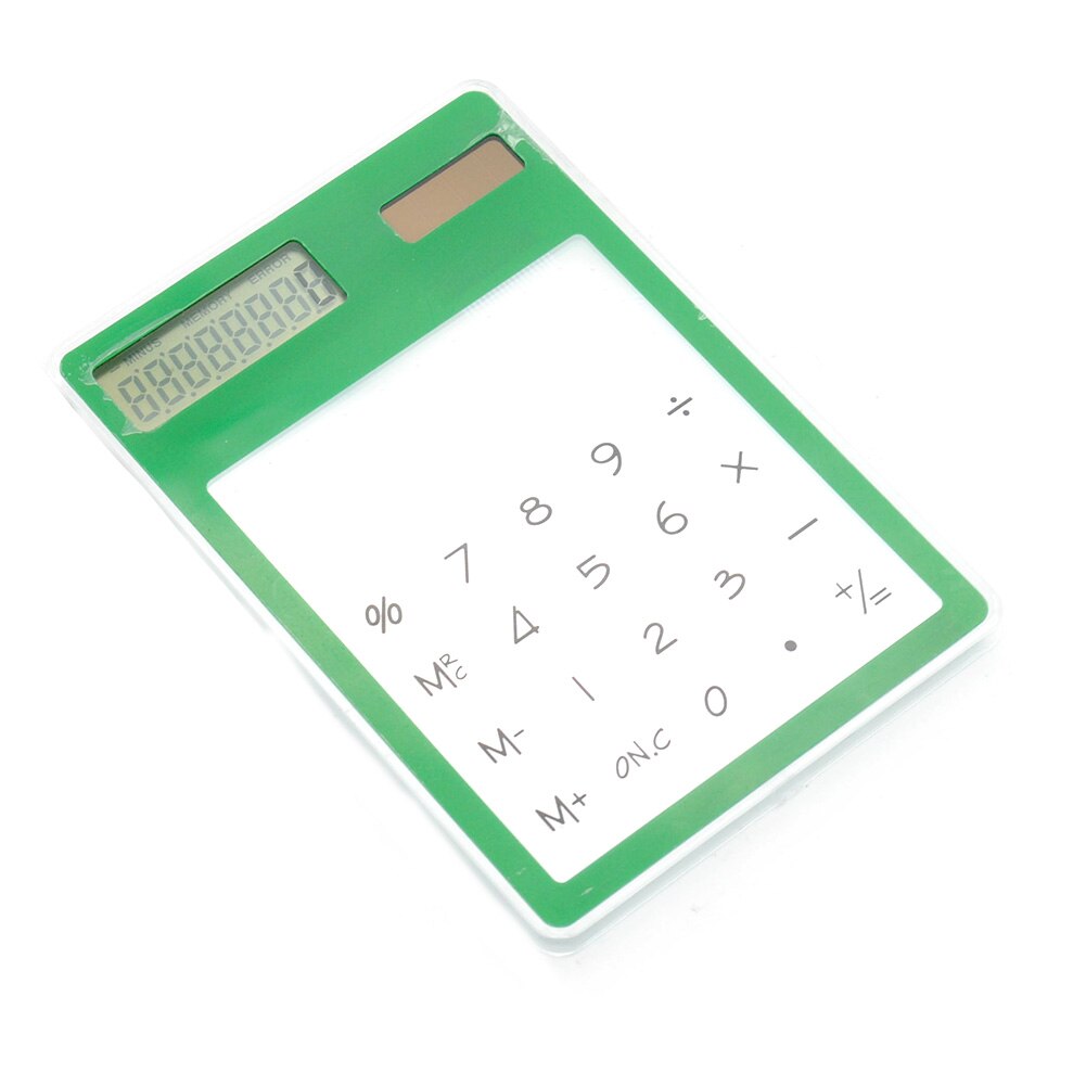 LCD 8 Digit Touch Screen Ultra slim Transparent Solar Calculator Stationery Scientific Calculator Student School Office