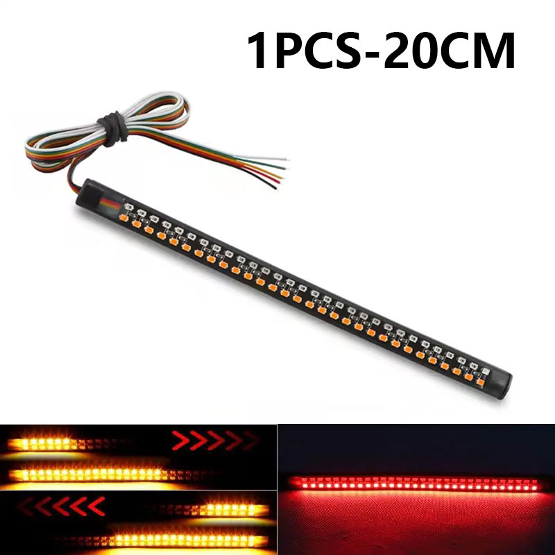 Motorrad LED Rücklicht Streifen 12V Gelb Fließende Drehen Einzel Anzeige Lichter verrotten Strobe Lampe Bremslichter Dekor Licht Band: Eis Blau