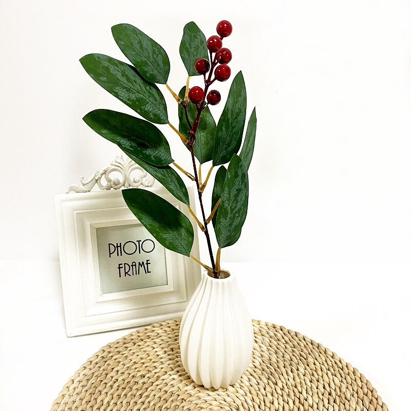 1 pçs folhas de eucalipto artificial hastes ramos eucalipto plantas artificiais para buquês de flores decoração do feriado do casamento vegetação