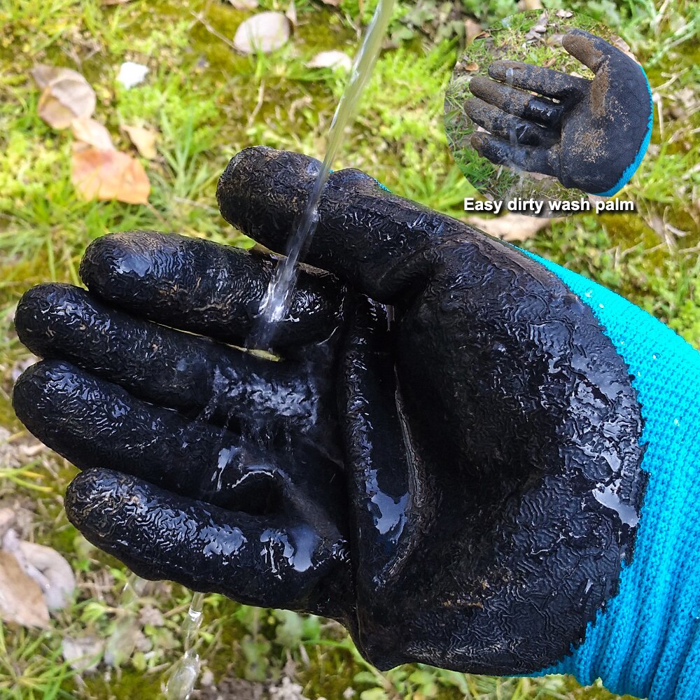 3 par hagelatex arbeidshansker, teksturert håndflate for anti-skli, skitten/fettete motstand og motstand mot små torner