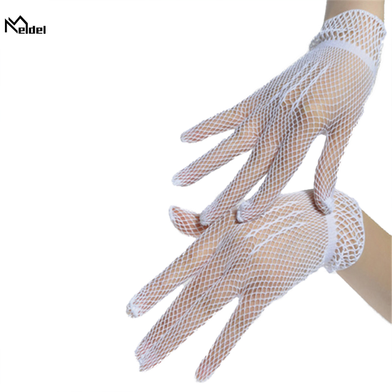 Guantes de novia de rejilla de , bonitos guantes de boda blancos con cuentas para novia, accesorios de boda