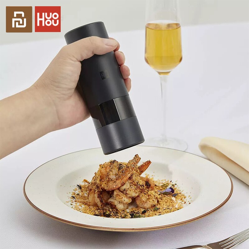 Huohou Electric Automatic Mill Pepper And Salt Grinder 5 Modes LED Light Peper Spice Grain Kitchen Spice Pulverizer
