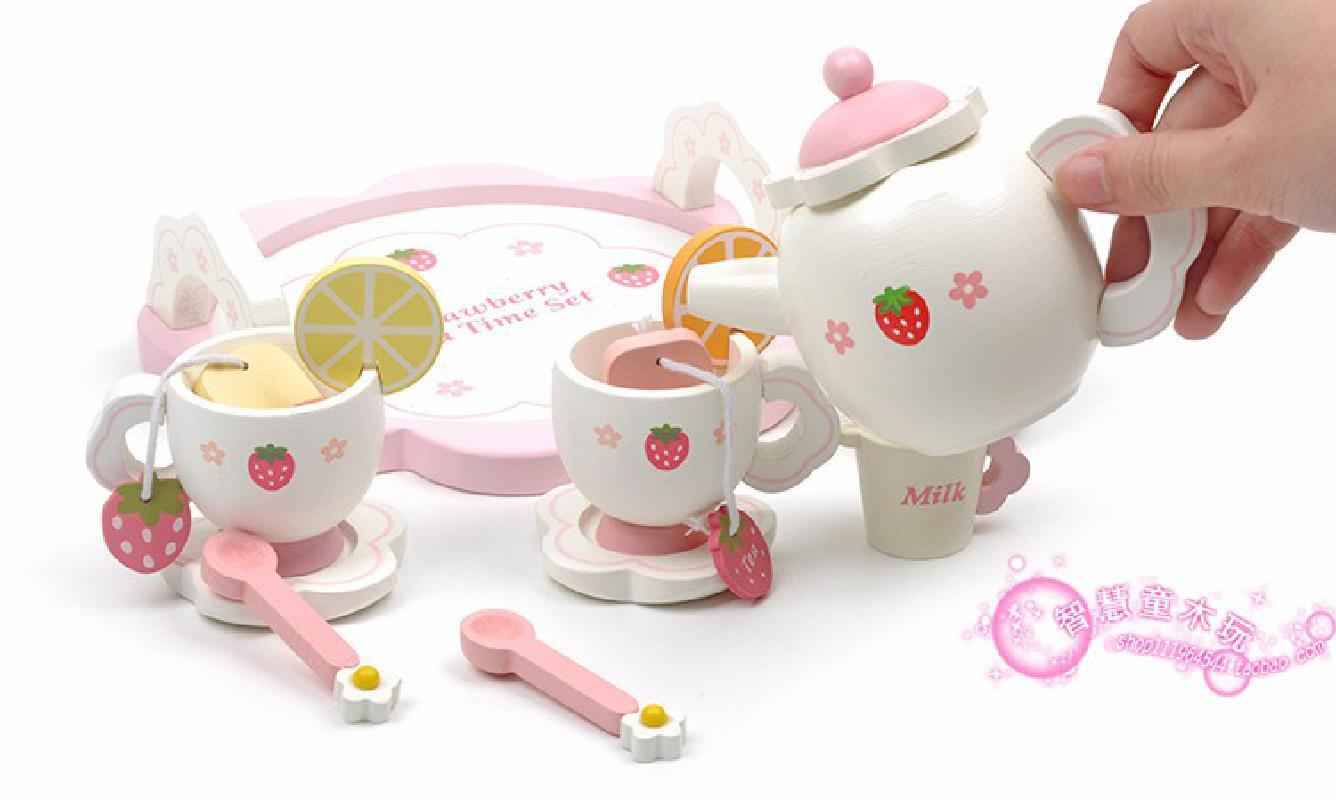 Kreatywny biały zestaw robić podwieczorku symulacja cytryny dom zabaw kuchnia drewniana zabawka dla dzieci nowe ciasto truskawkowe zabawka