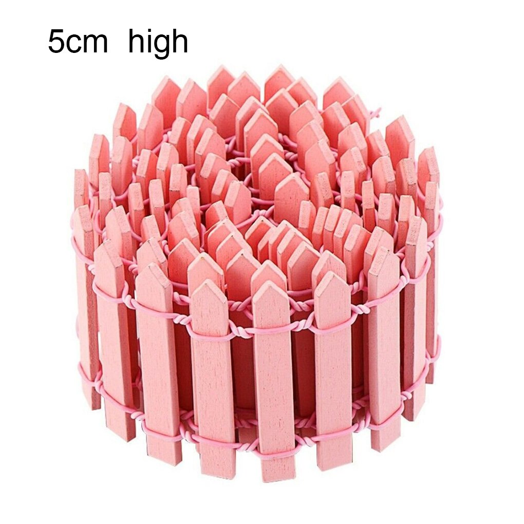 100x5cm/100x3cm DIY Mini Small Fence Barrier Wooden Craft Miniature Fairy Garden Terrarium Doll Branch Palings Showcase Decor: 5cm pink