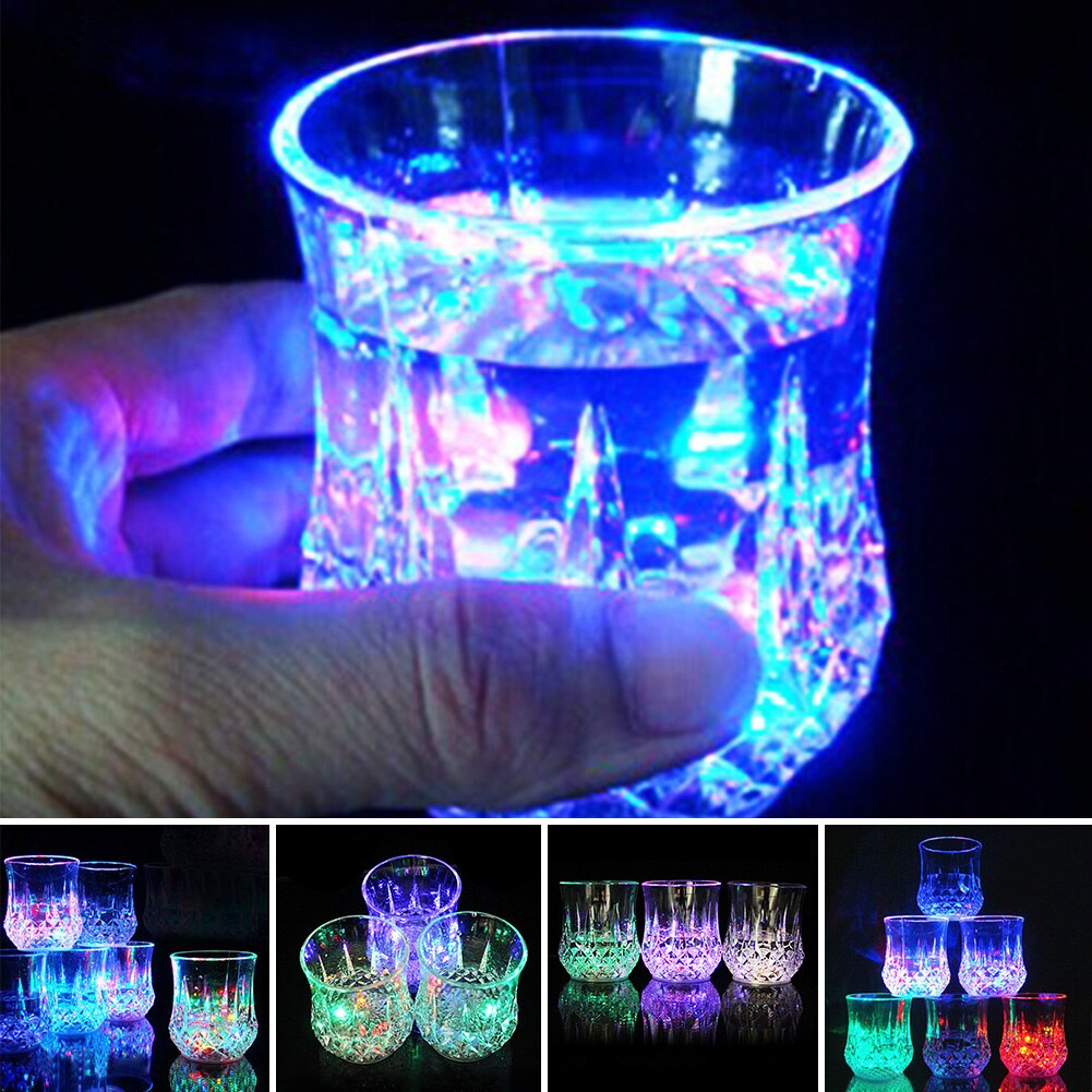 Inductive Colorful LED Glass Cup Wine Whisky Cup Flash light Acrylic Bar Party Beverage Cup Night Light Cup