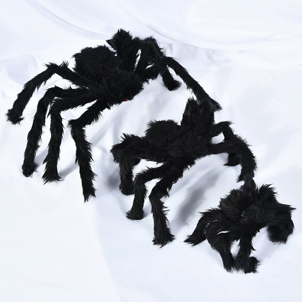 Honji 30/50/75cm araignées en peluche noires et multicolores pour halloween, jouet pour enfants, style amusant pour décoration de fête d'halloween