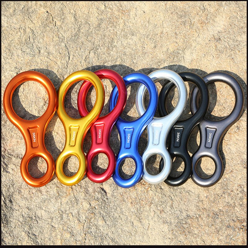 8 Ring Descender Escape Rope Descent Device Rock Climbing Carabiners Abseiling Downhill Safety Ring Descender Slow