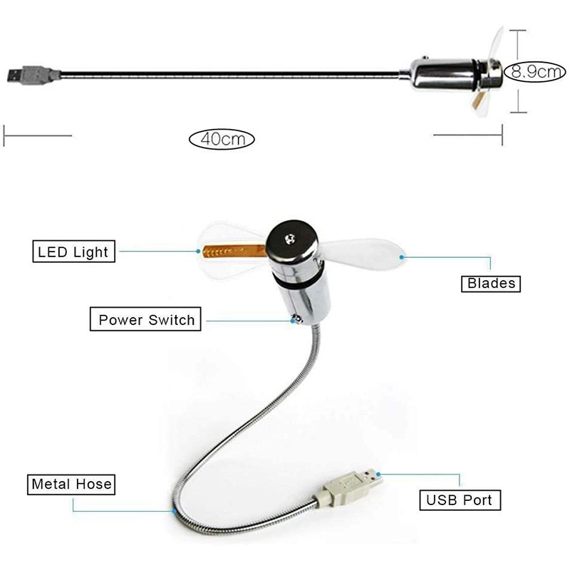 Ventilador USB , ventilador programable con luz LED RGB USB, cuello de cisne Flexible, Mini ventilador USB para mensajes DIY para PC, portátil, Notebook y escritorio