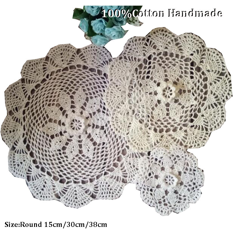 Ronde Handgemaakte Katoenen Placemat Cup Coaster Mok Keuken Kerst Bruiloft Tafel Plaats Mat Doek Kant Gehaakte Thee Kleedje Schotel Pad