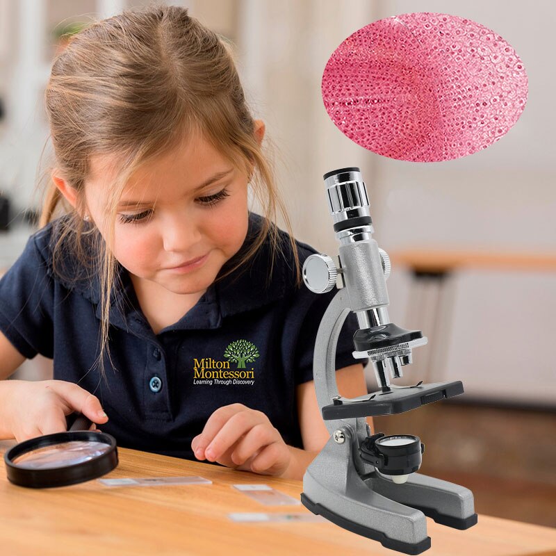 Microscope métallique monoculaire biologique éclairé 1200x, pour enfants étudiants, jouet éducatif