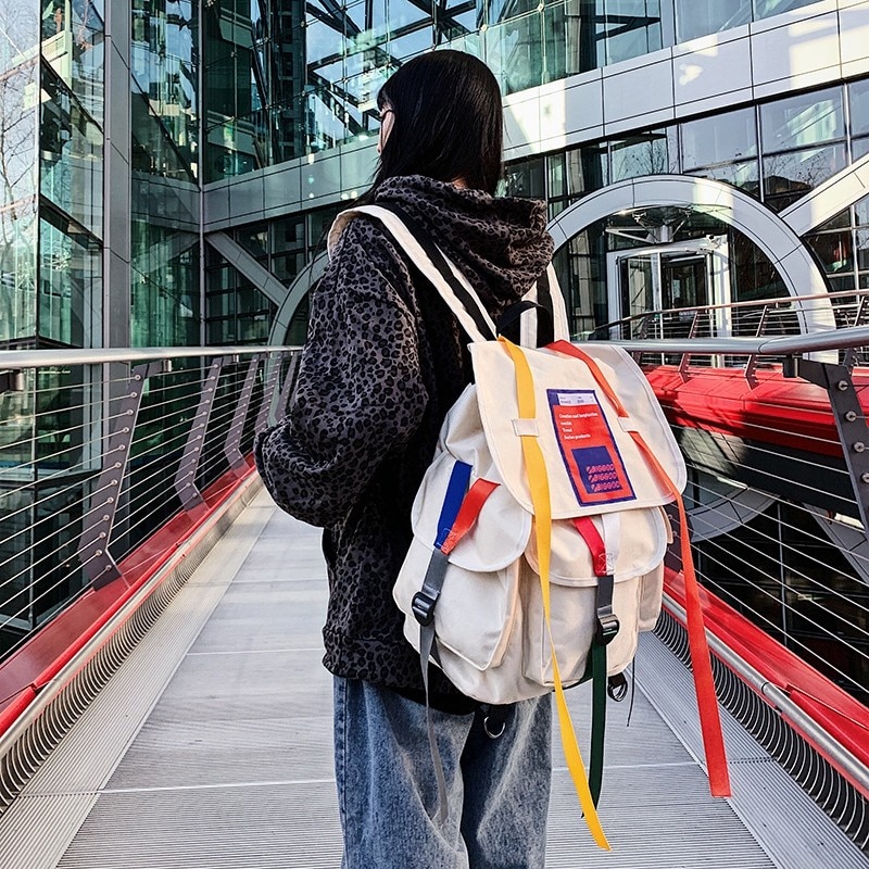 Mode Unisex Rugzak Jeugd Mannelijke Vrouwelijke Trend Bagpack Unieke Student Rugzak Hit Kleur Persoonlijkheid Mode Duurzaam