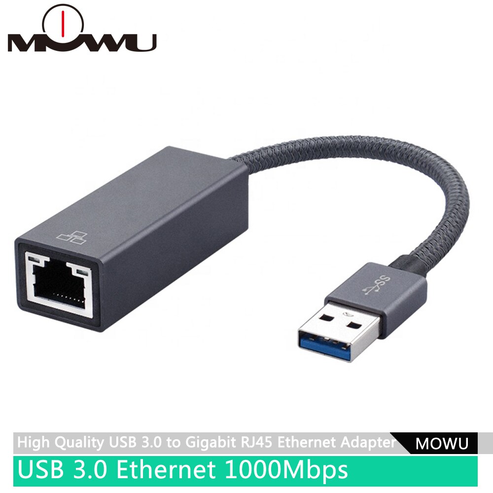 MOWU USB Ethernet Adapter USB 3.0 to Gigabit RJ45 Ethernet Adapter: Grey-USB3.0