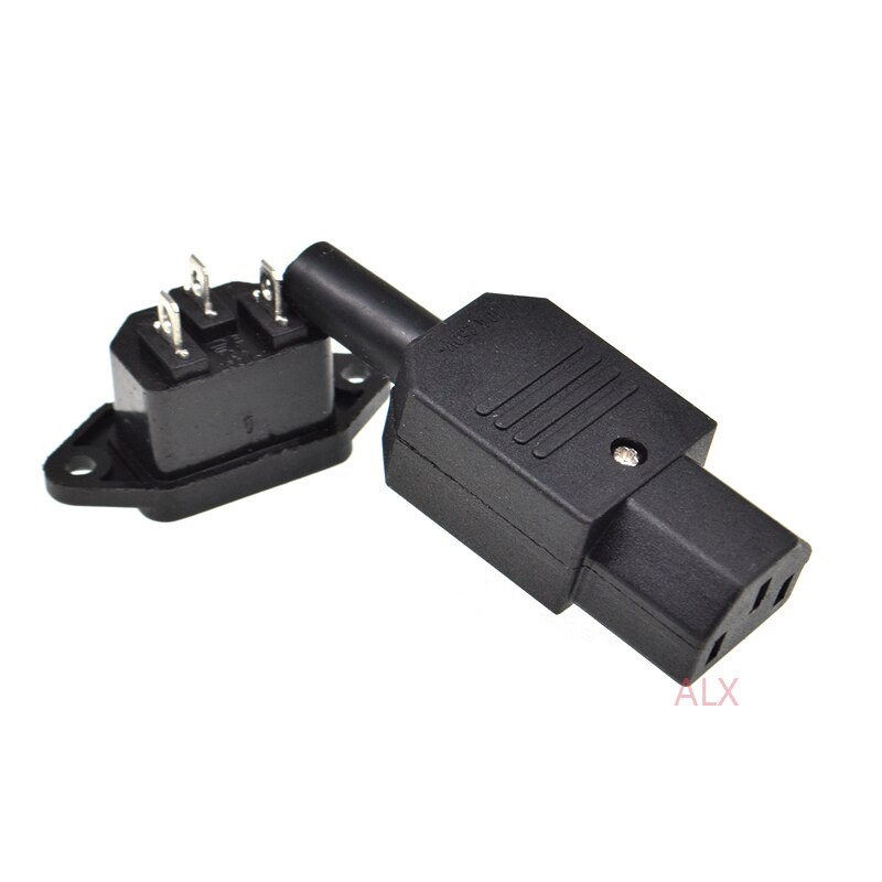 10A US AC250V 10A 3pin IEC C13 Power Supply plug socket Adapter male plug & female jack Rewirable cable wire connector