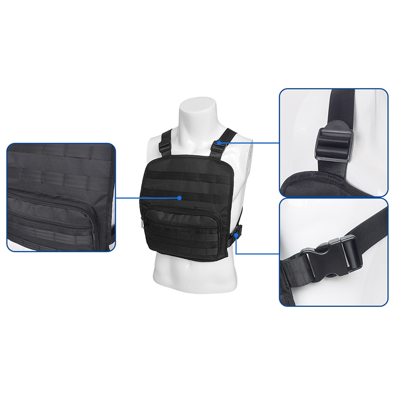 Bolso de aparejo en el pecho para mujer y hombre, bolsa cruzada de gran capacidad, estilo callejero, estilo hip hop, oxford, color negro