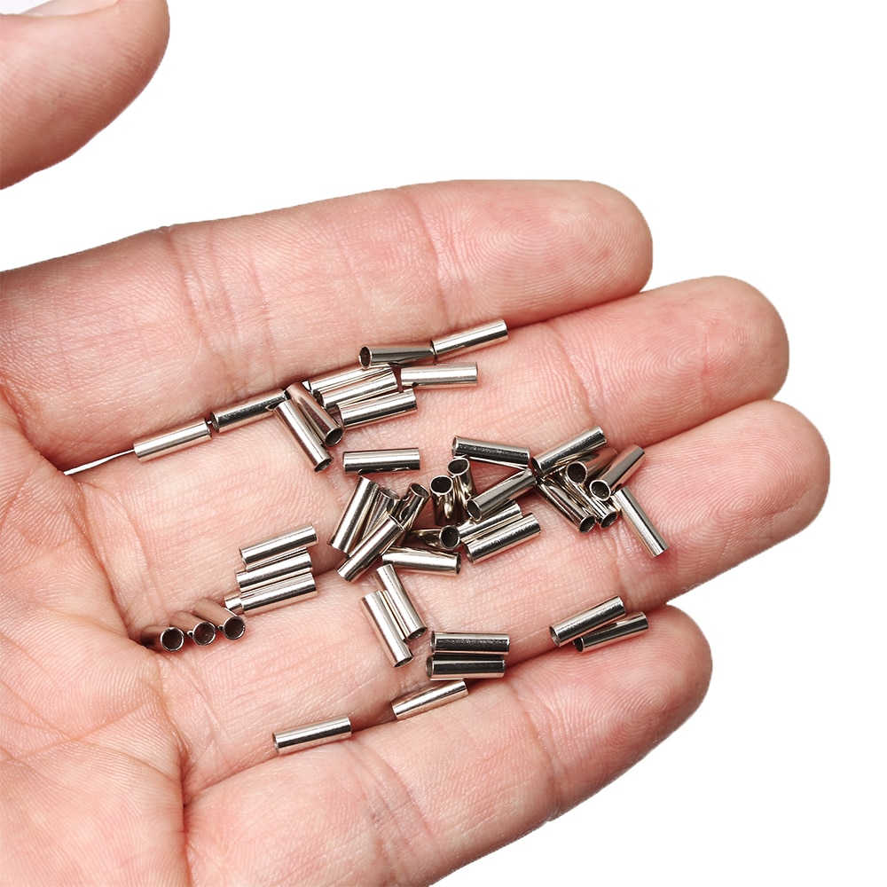 100 pièces fil de pêche Tube rond cuivre ligne de pêche en aluminium sertissage manchon cuivre Tube 1.0-2.8mm mer ligne Tube accessoires de pêche