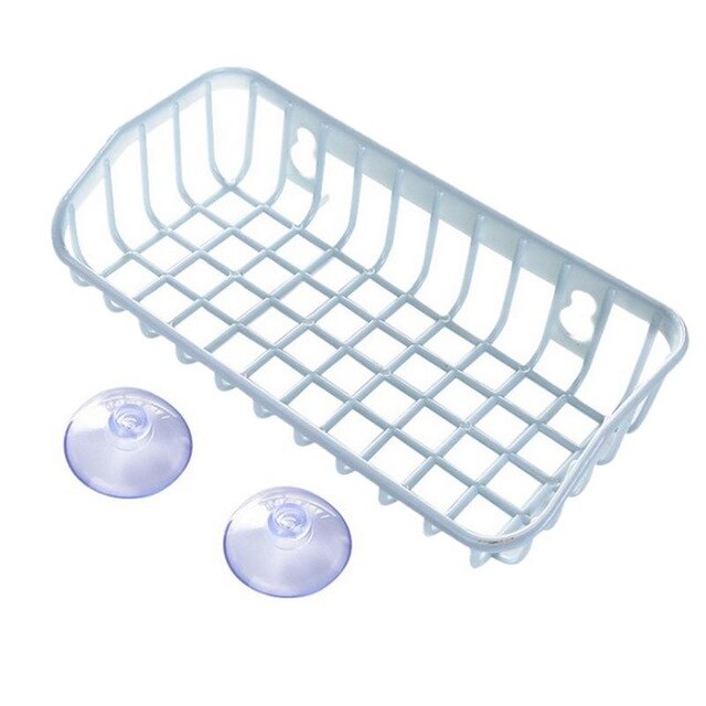 Wiszący kosz robić przechowywania kosz spustowy zlew wiszący mycie czyszczenie przechowywanie gadżety uchwyt kuchenny na gąbkę przyssawki: lekki niebieski