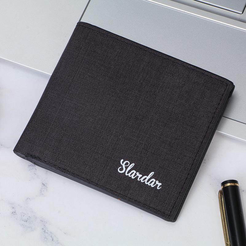 walet men forever young Thin purse long walet for man billeteras para hombre short pocket mini vertical wallet men: Black short