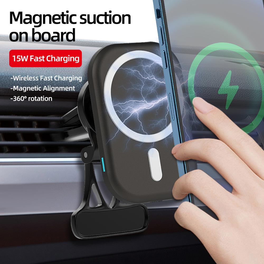 15W Magnetic Car Wireless Charger - Fast Charging Holder for iPhone 12 Series - Type-C