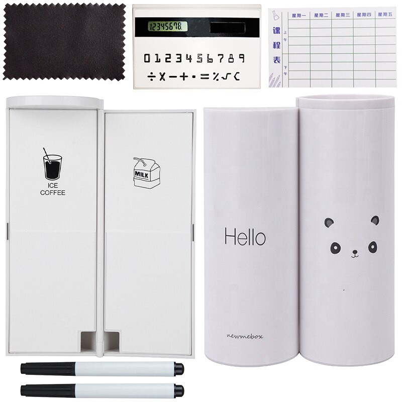 NBX NewmeBox Multifunctional Pencil Box Large Capacity Pencil Cases pen box with Mirror Calculator for office School Stationery: Hello Panda