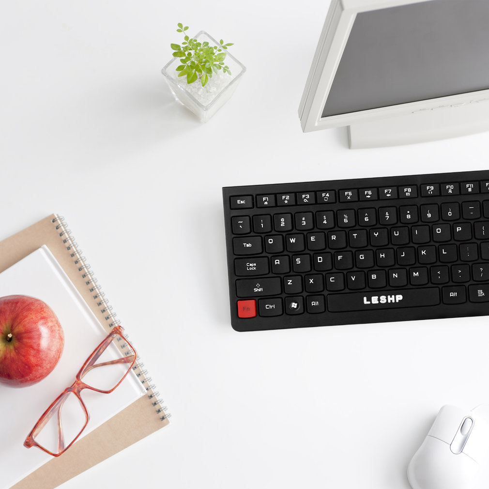 LESHP Ultra-mince chocolat filaire clavier bureau bureau maison jeux mince muet ordinateur 104 touches pleine taille ergonomique