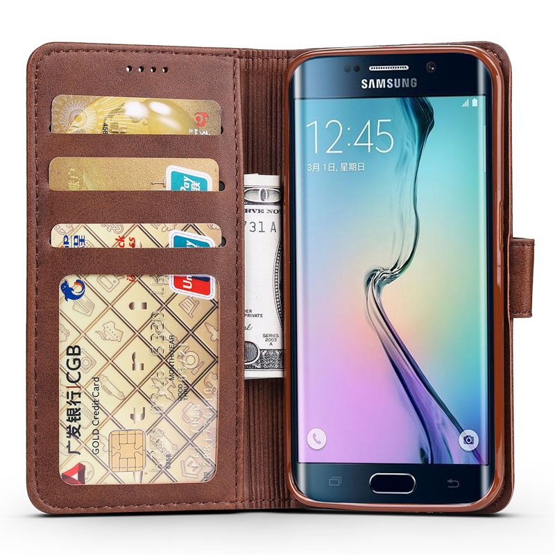 Luxe Case Voor Samsung Galaxy S6 Rand Cover Case Leather Flip Wallet Card Slot Etui Voor Samsung S 6 S6edge case S6 Coque Fundas
