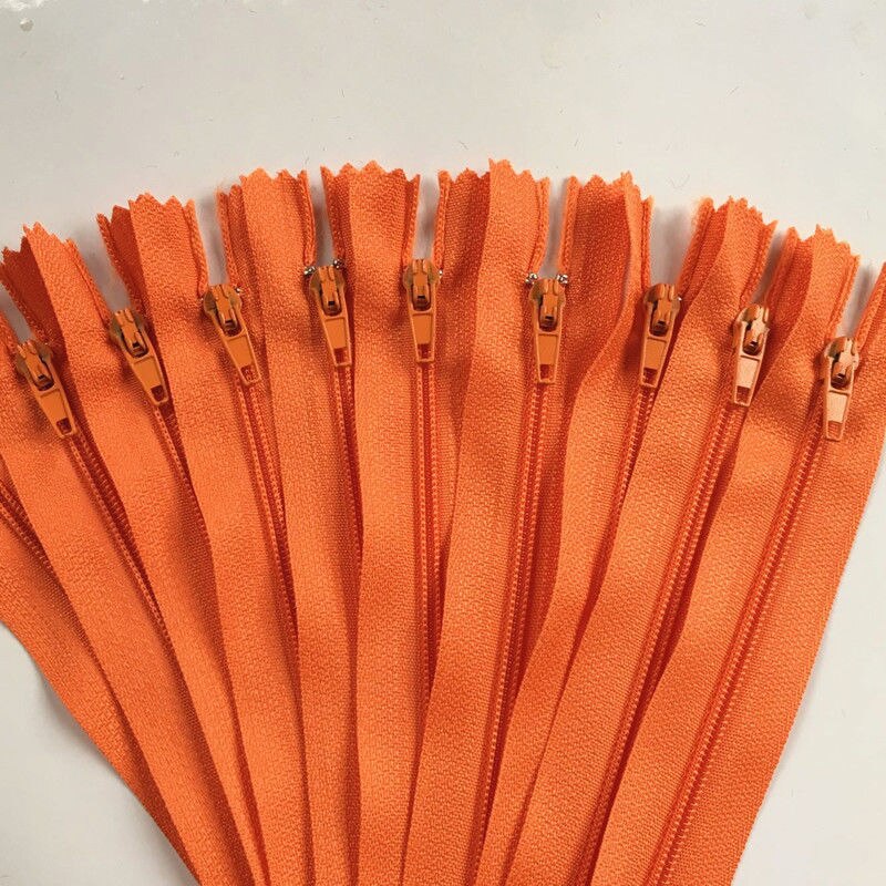 10 Pcs Mix Farbe Lange Unsichtbar Tasche Tailor Kanalisation Reißverschlüsse Geschlossen Ende Schneider Quilt Crafter Nylon Spule 8 Zoll handwerk DIY Zipper: Orange