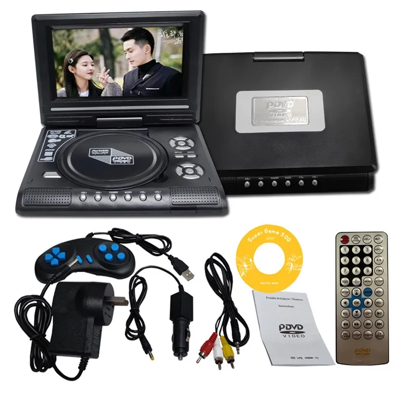Topp 7.8- tums bärbar bil-dvd-spelare för hemmabruk, vcd-cd-spel-tv-spelare, usb-radioadapter med stöd för fm-radiomottagning - eu-kontakt: Röd