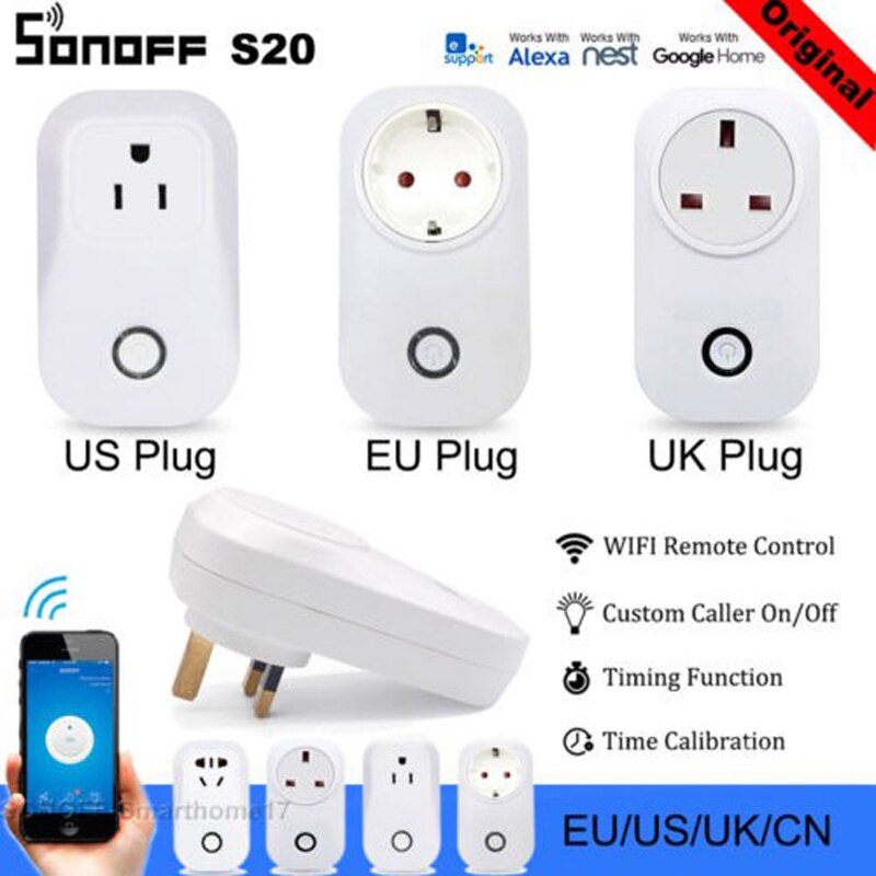 Sonoff S20 Eu-stecker Wifi Clever Steckdose Schalter Drahtlose APP Fernbedienung Steckdose zeitliche Koordinierung Schalter für Clever Heimat Alexa google