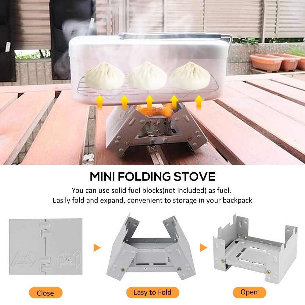 Outdoor Mini Stainless Steel Stove Grill Portable Alcohol Furnace Folding Grill Burning Stove For Camping Picnic