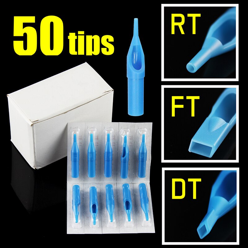 OPHIR 50 pcs Diamond Tip Tattoo Disposable Nozzle Tip 9D blue TA031(9D