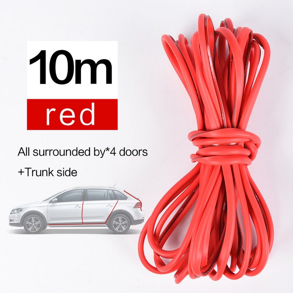 10 M Auto Deur Anti-Collision Strip Anti-geluid Rubberen Afdichting Stok Seal: Rood