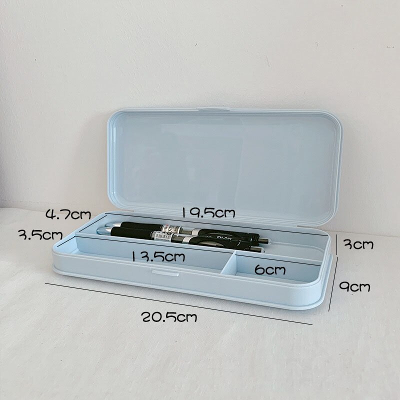 Simple Style School Pencil Case PP Frosted Waterproof Dirt Resistant Large Capacity Partitioned Pencil Box Student Stationery: blue