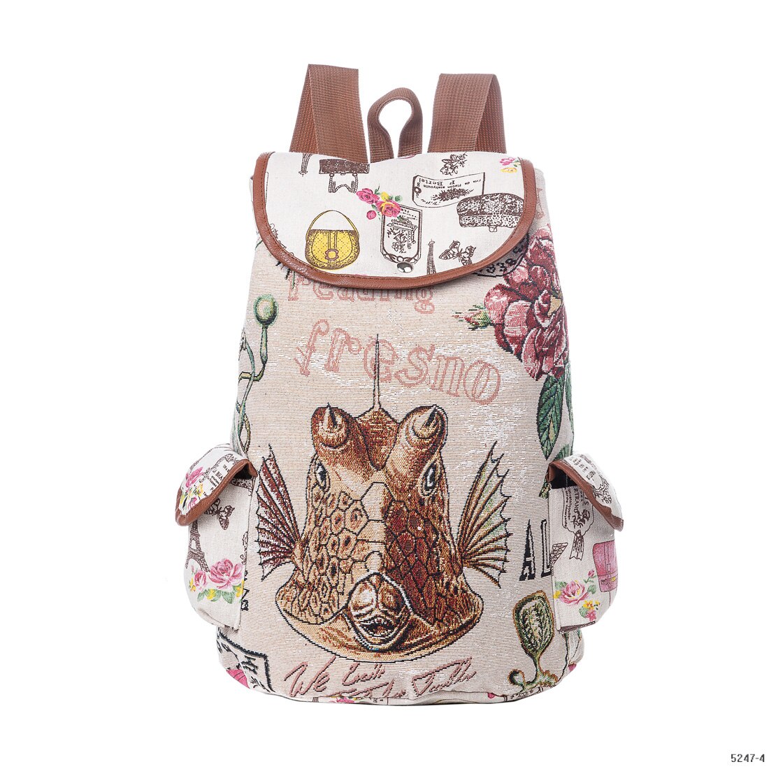 School Backpack For Teenage Girls Teenager Backpacks Girls Cat Canvas School Bag Cute Women: 5247-4