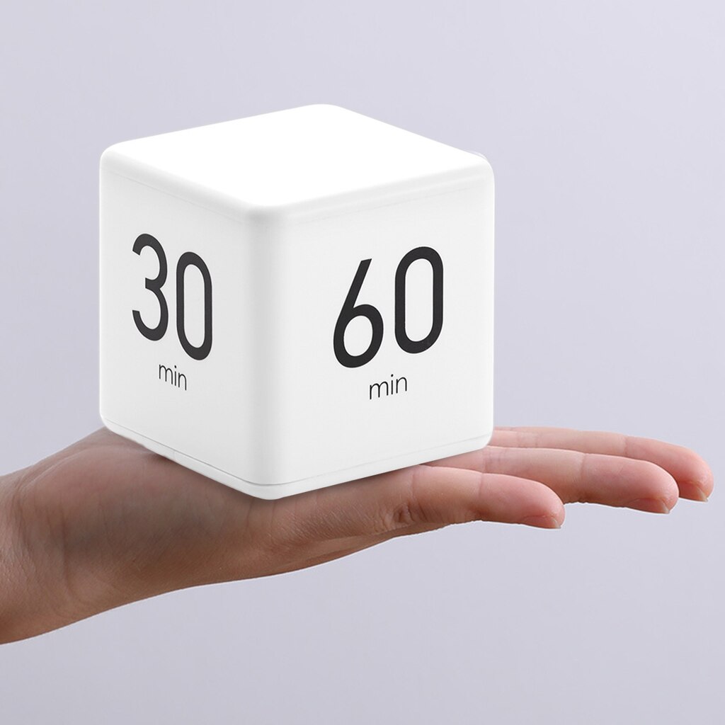 Cube Timer - Digital Timer - White Exercising Cooking Timer w/ LED Display