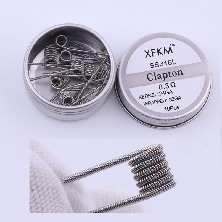 XFKM a1 316 Piatto Filo Ritorto Fused Clapton Bobine Alveare Premade Filo Avvolto Alien Mix Torsione Quad Tigre Riscaldamento Rda bobina: clapton 0.3 316l