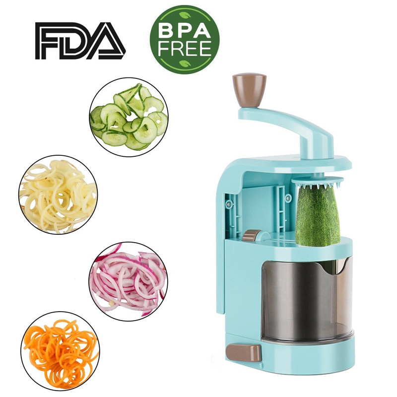 Cortador espiralizador de vegetales con 4 cuchillas giratorias cortador de mandolina Pasta espagueti calabacín fideos fabricante KC0214