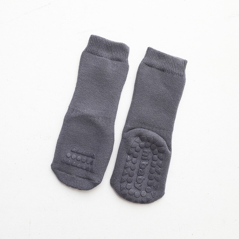 Dikker Herfst Winter Baby Jongens Meisjes Sokken Rubberen Antislip Vloer Sokken Baby Kids Kniekousen Baby Warm thuis Schoenen: Grijs / 0-1 years old