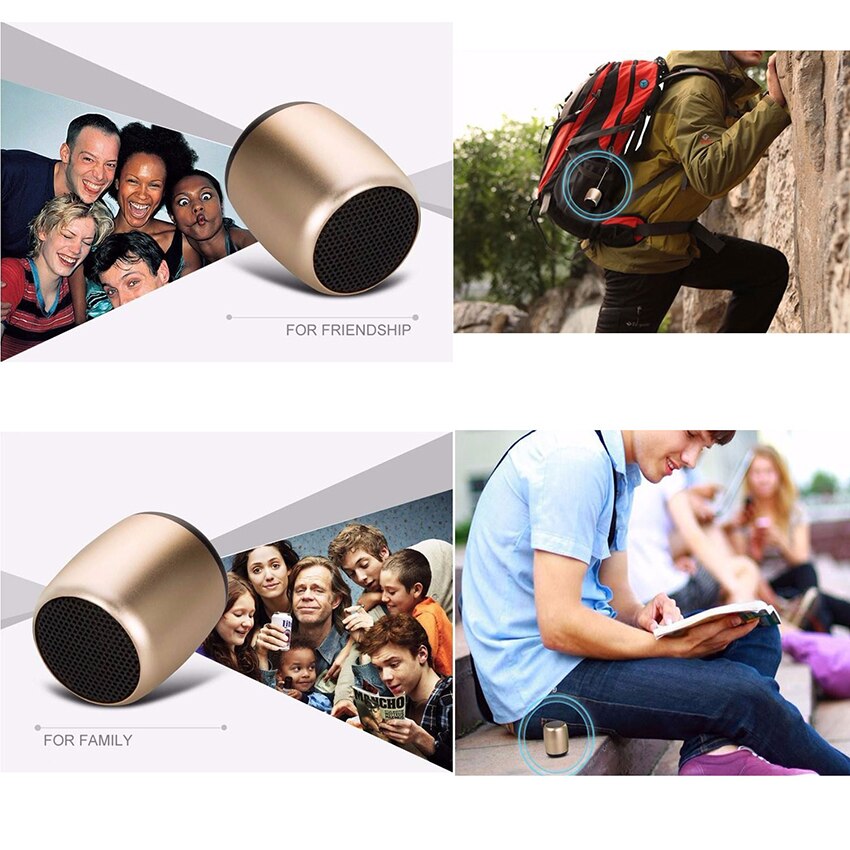Mini metalen draadloze bluetooth speaker draagbaar klein zakformaat met selfie afstandsbediening subwoofer linttweeter