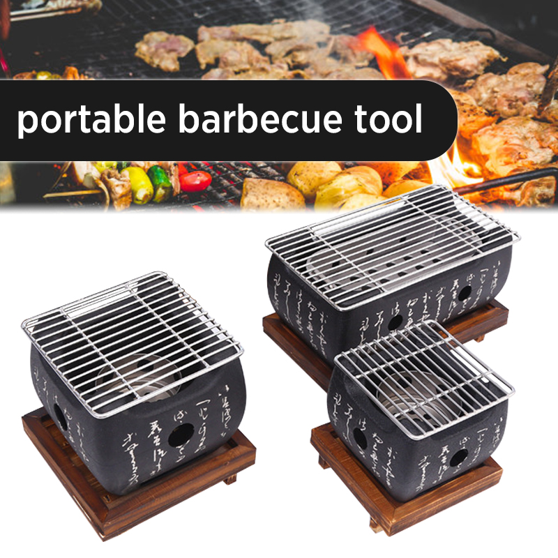Draagbare Japanse Bbq Grill Houtskool Barbecue Grills Aluminium Indoor Outdoor Camping Picknick Tool Barbecue Kachel S/M/L