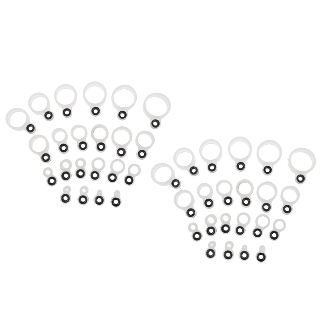 44pcs Silicone and Ceramic Fishing Rod Guides Repair Kit Rod Tip Eye Rings