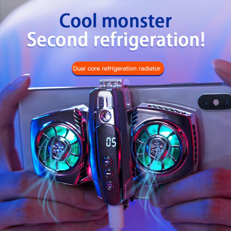 Tongdaytech przenośny telefon Usb Cooler półprzewodnikowy podwójny wentylator chłodnicy z wyświetlaczem temperatury Smartphone gra Radiator