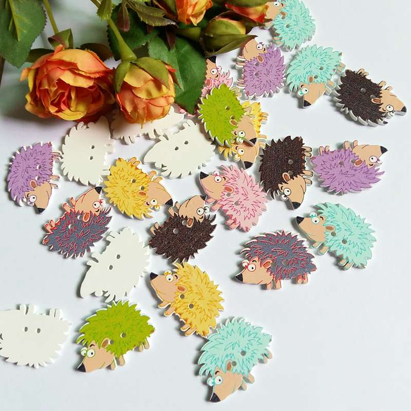 Botones de erizo para decoración del hogar, suministros de manualidades de álbum de recortes, multicolor, mezcla de colores, 50 Uds.