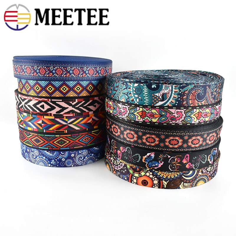Meetee 10 metriä 38mm print etninen jacquard nauhakassit hihna vyö nauha tee itse tekstiilit vaatteet sisustus ompelutarvikkeet