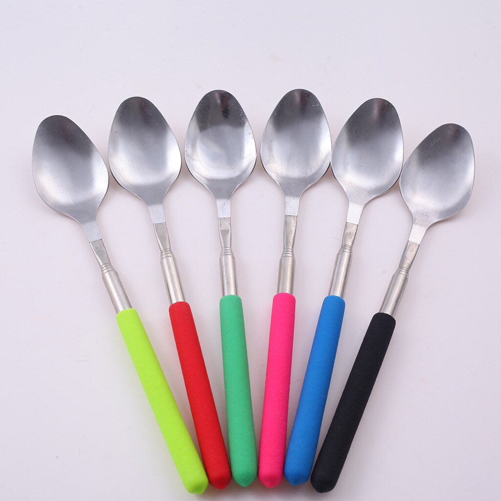 Funny Spoon Extension Long Extendable Telescopic Freeloader Trick Prank BBQ Tool Home kitchen tool accessories tableware посуда