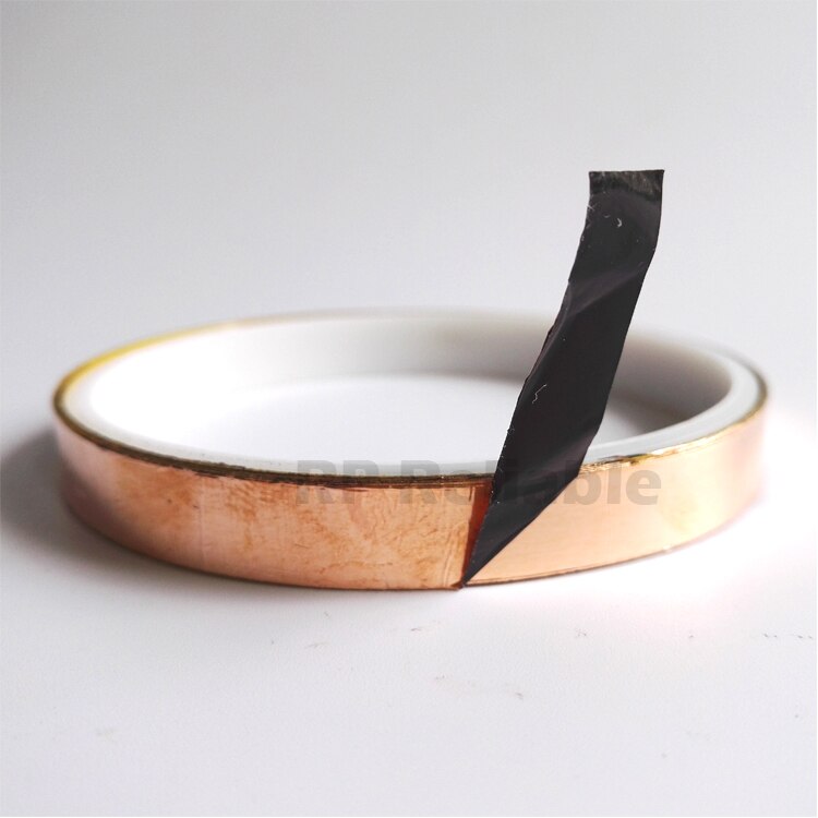 (5mm 6mm 8mm 10mm ancho elegir) pegamento negro adhesivo cinta de lámina de cobre para arte de vidrio, blindaje EMI, 20M/rollo