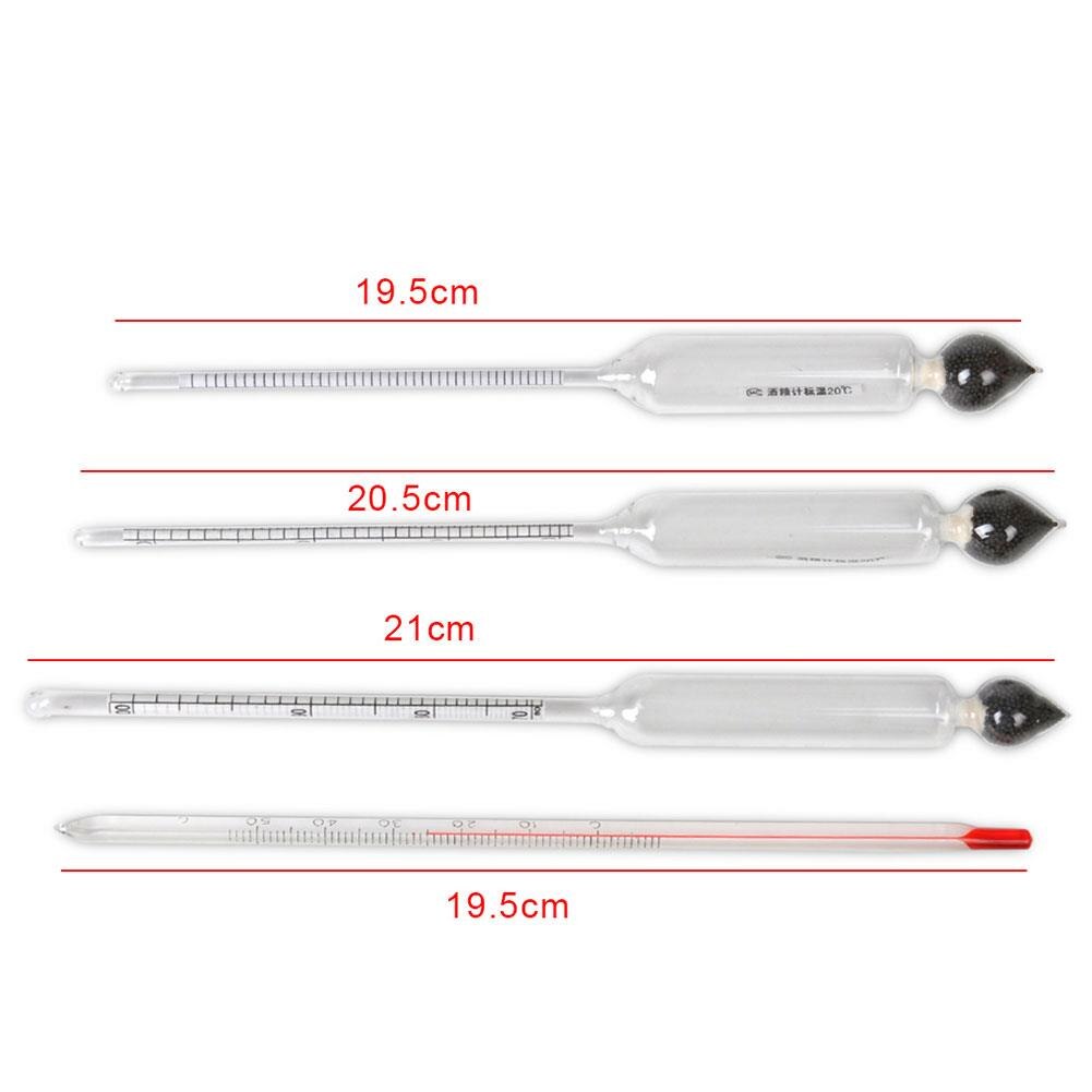 DIY Hydrometer + Thermometer Alcohol Meter 3Pcs 0-100% Proof