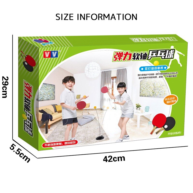 Elastiskt skaft för bordtennistränare, portabelt bordtennisset med racket och 2 träningsbollar för självträning/fritidsdekompres